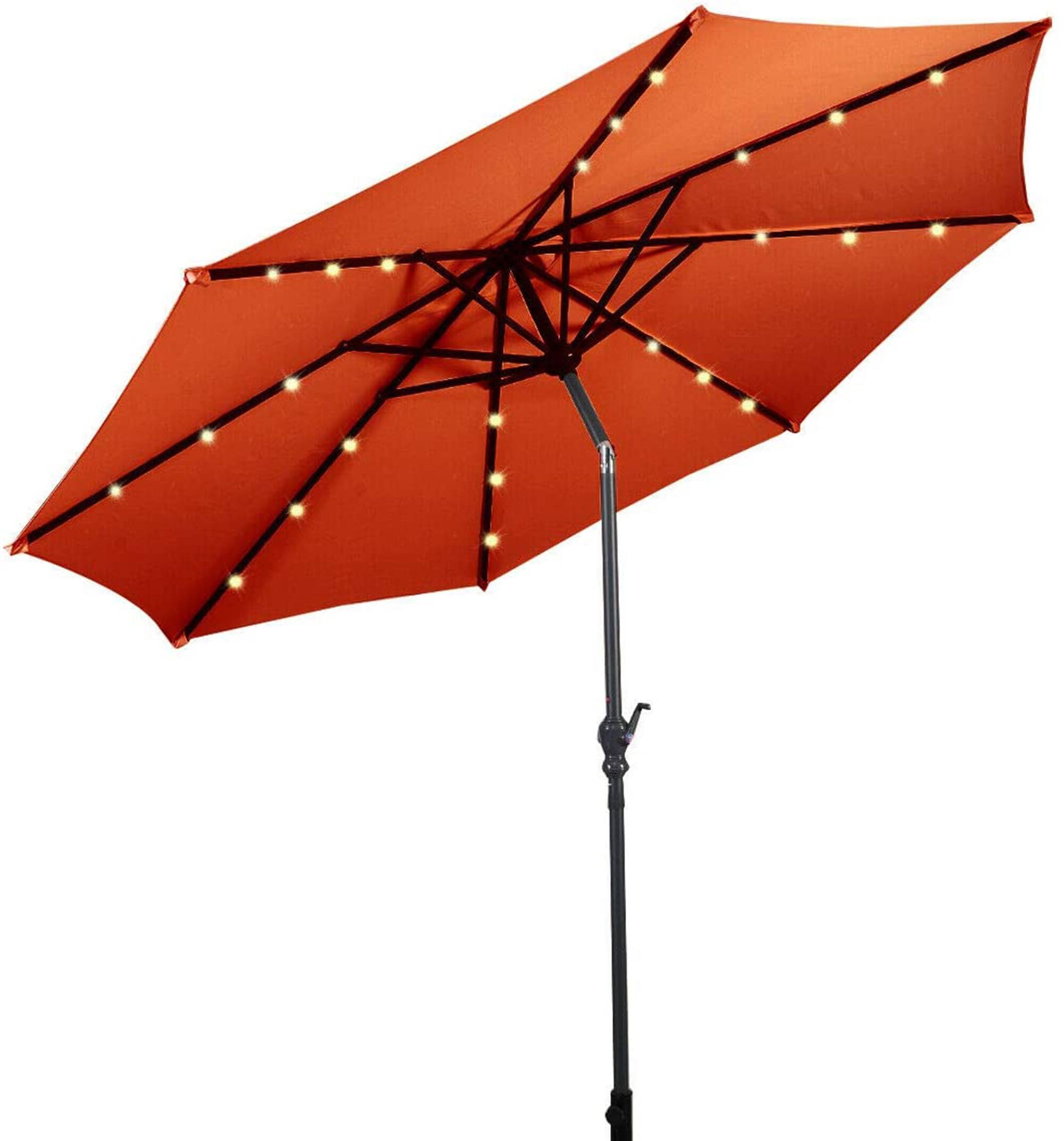 Alt View 8. Gymax - Gymax 10 Ft Patio Table Market Umbrella w/ 24 Solar LED Lights & Heavy-duty Base Orange - Orange.