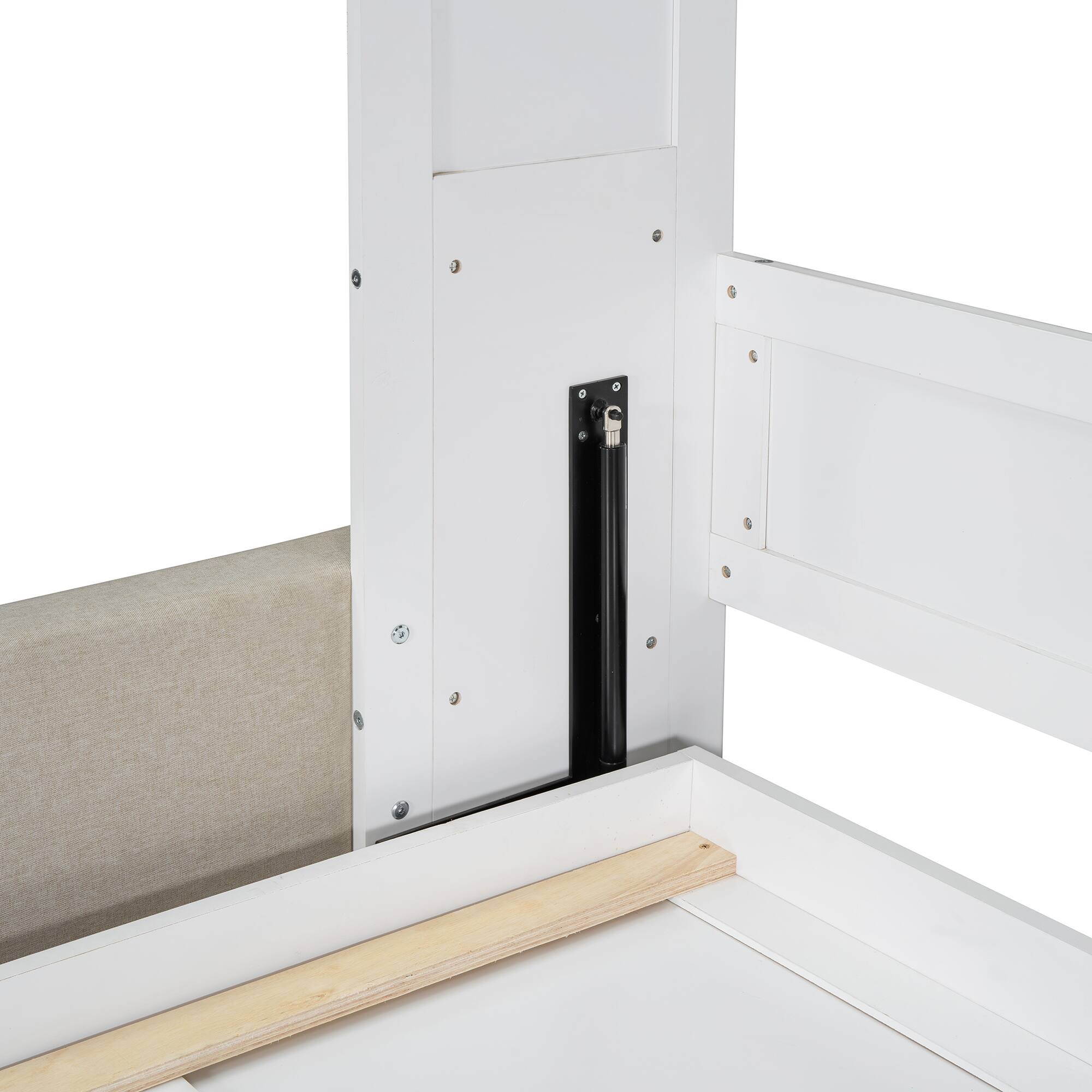 Alt View 2. Tiramisubest - Queen Size Murphy Wall Bed with Sofa, White, 68x93x86 inches, 310 pounds, Multifunctional & Space-Saving - White.