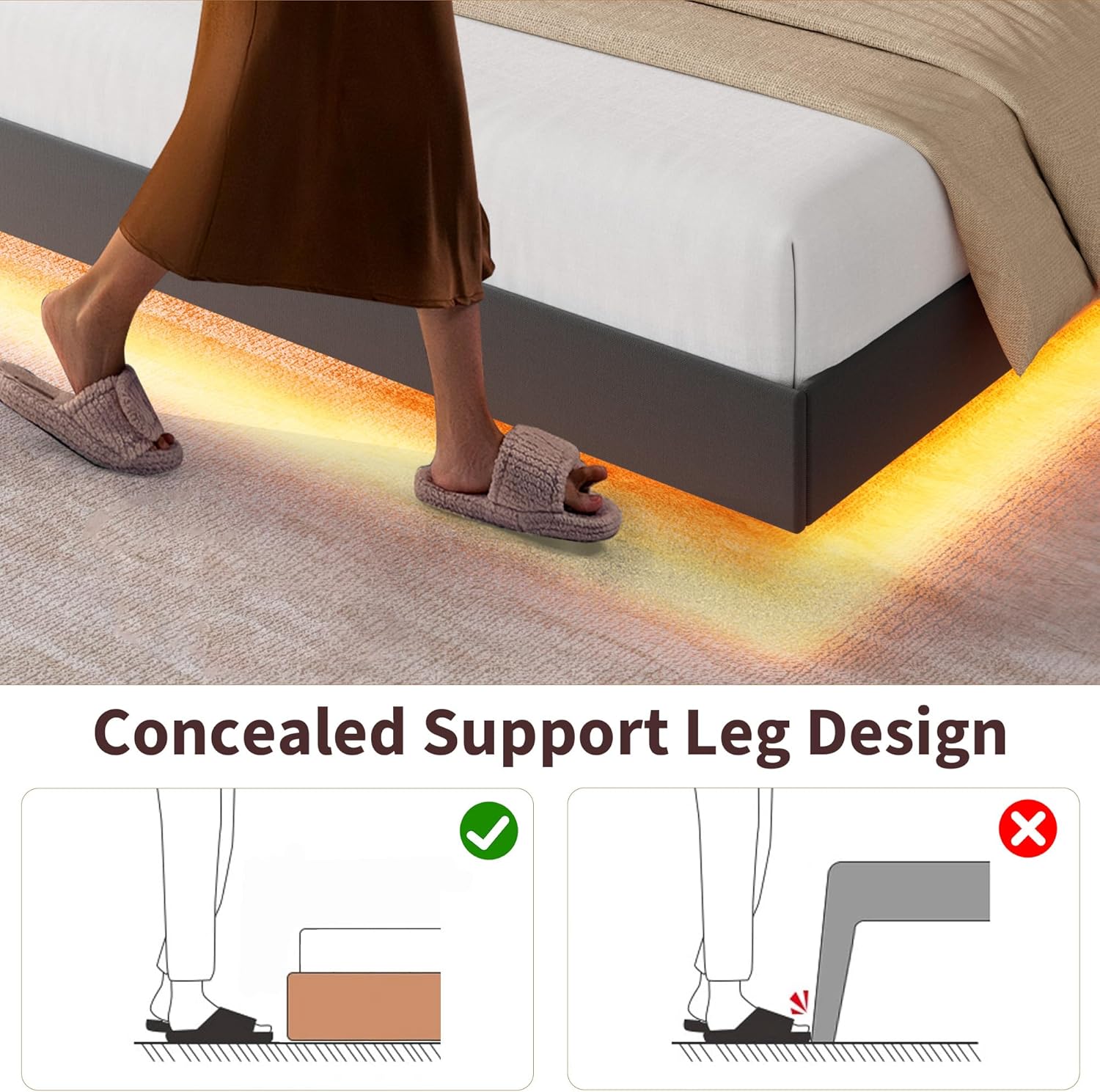 Concealed Support Leg Design

✓ Concealed
✗ Exposed