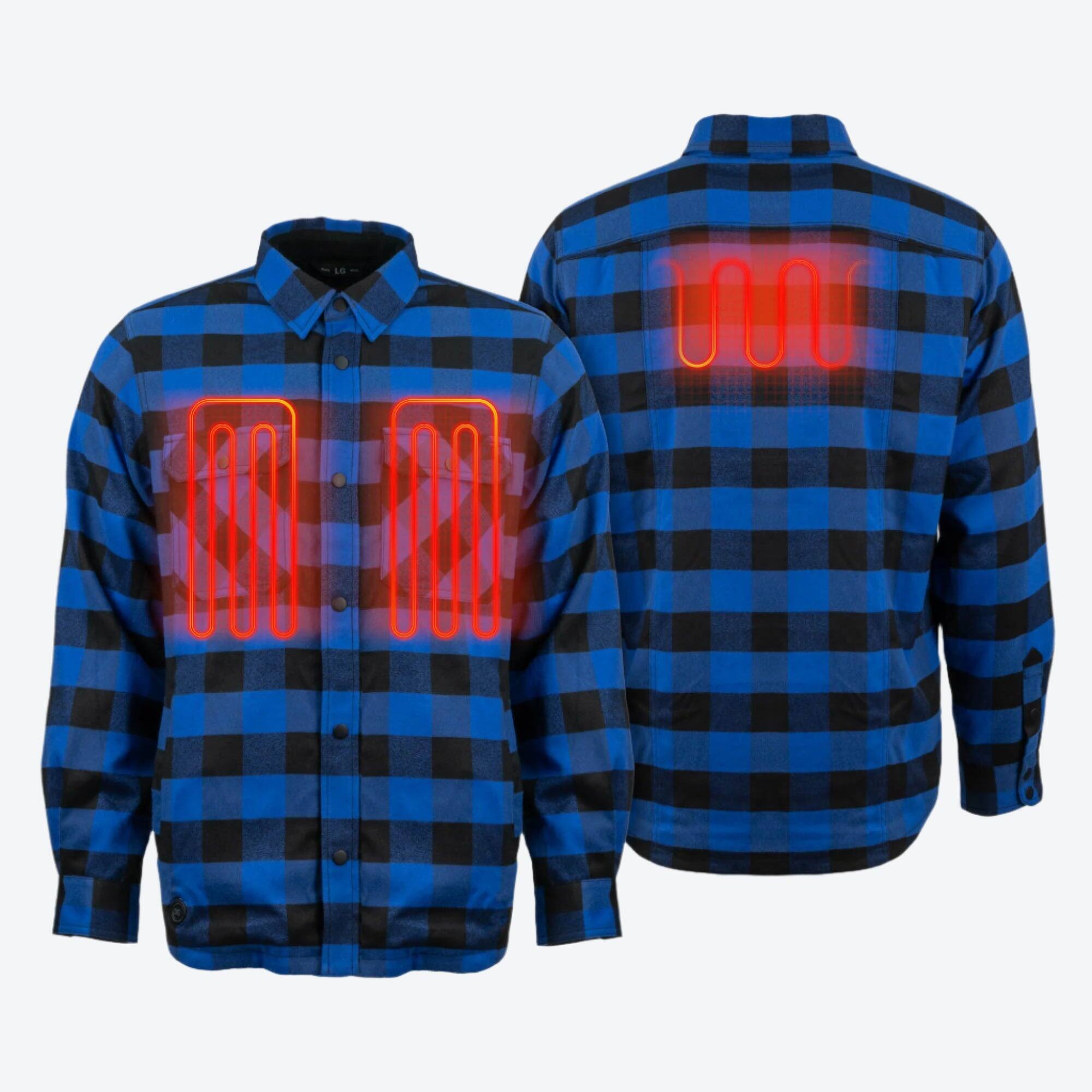 Alt View 1. Mobile Warming - Men's Flannel Heated Jacket - Black/Blue.