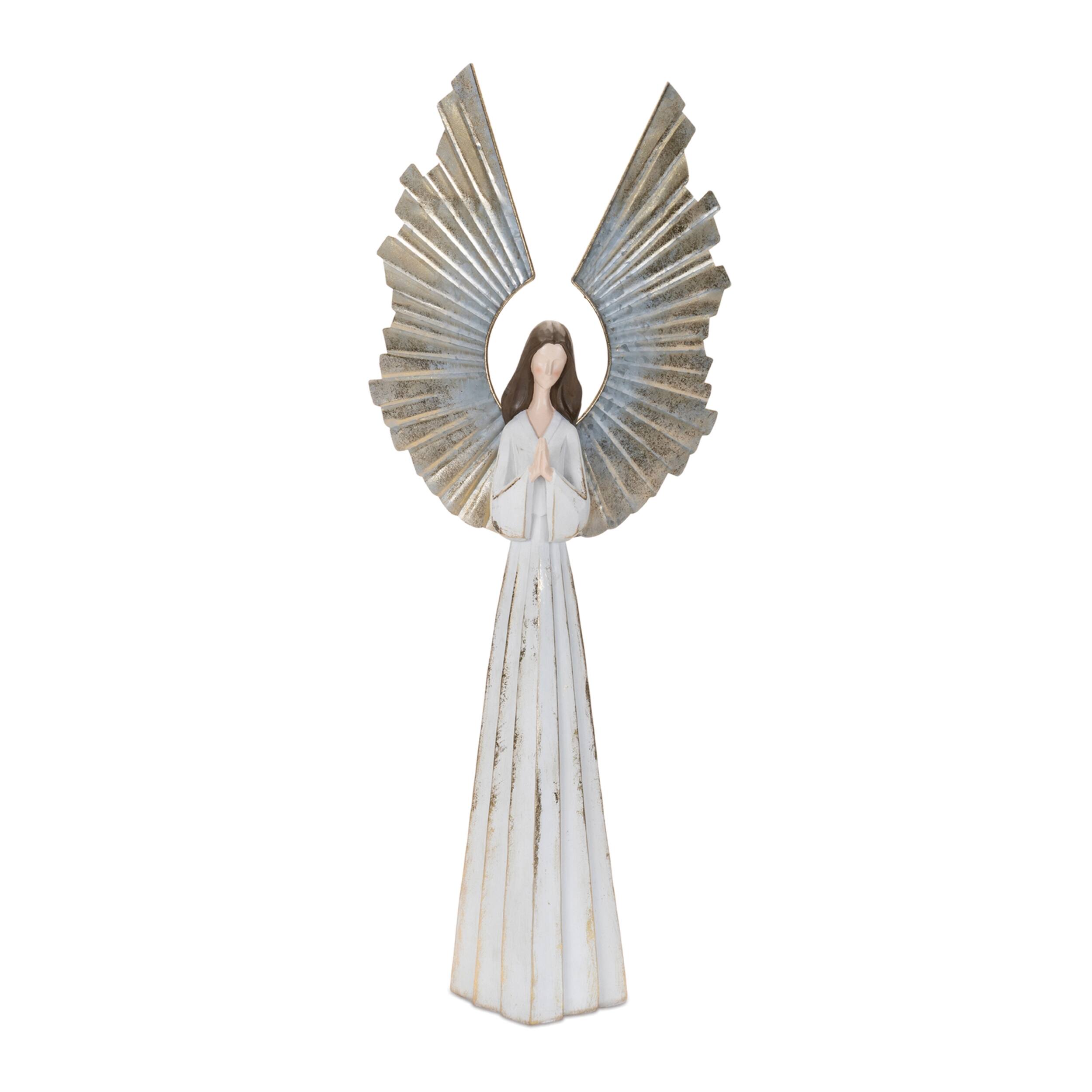 Front. BreeBe - Holiday Angel Statue 36"H - White, Gold.