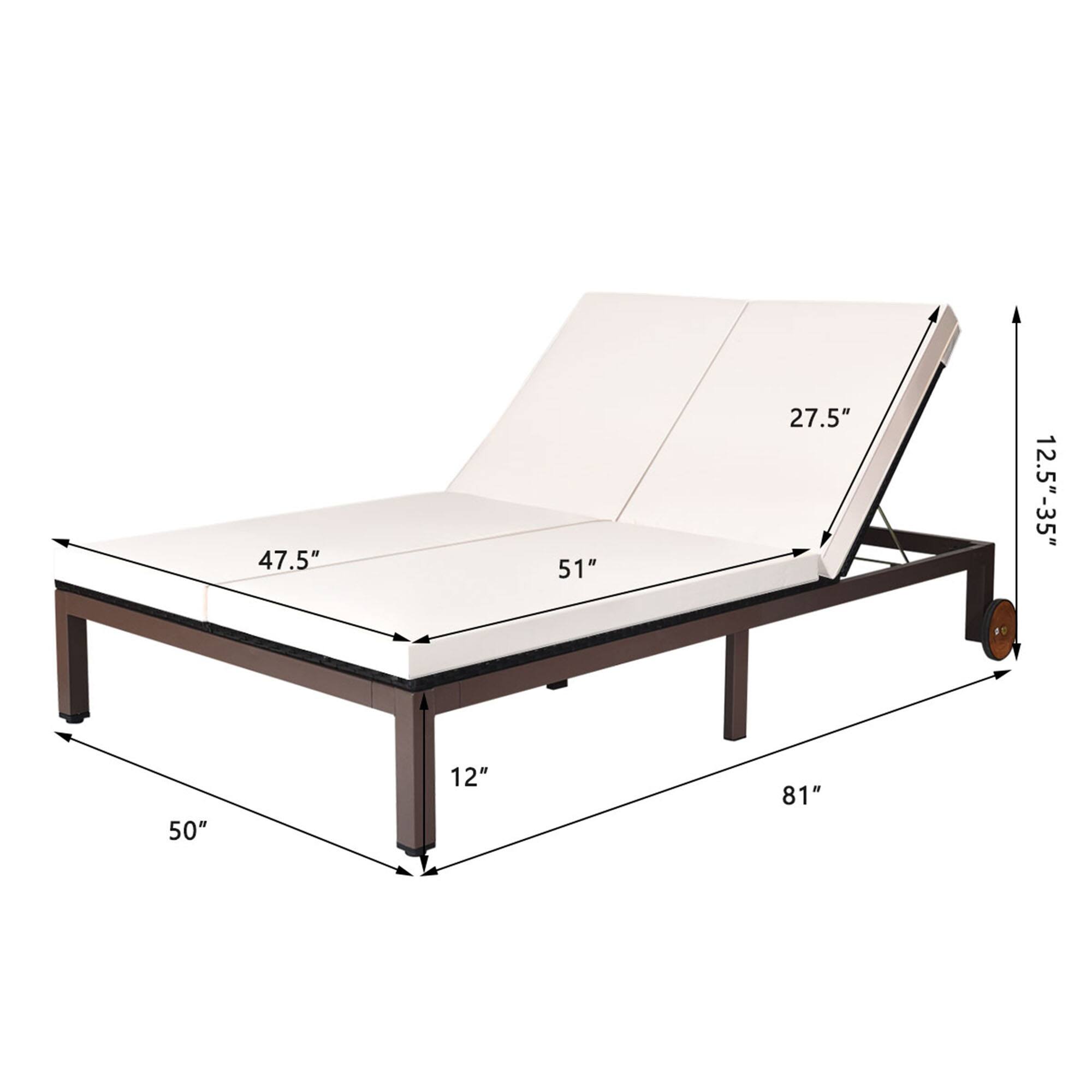 Length: 81"
Width: 51"
Height: 50"
Depth: 12"
Backrest height: 27.5"
Seat depth: 12.5"-35"