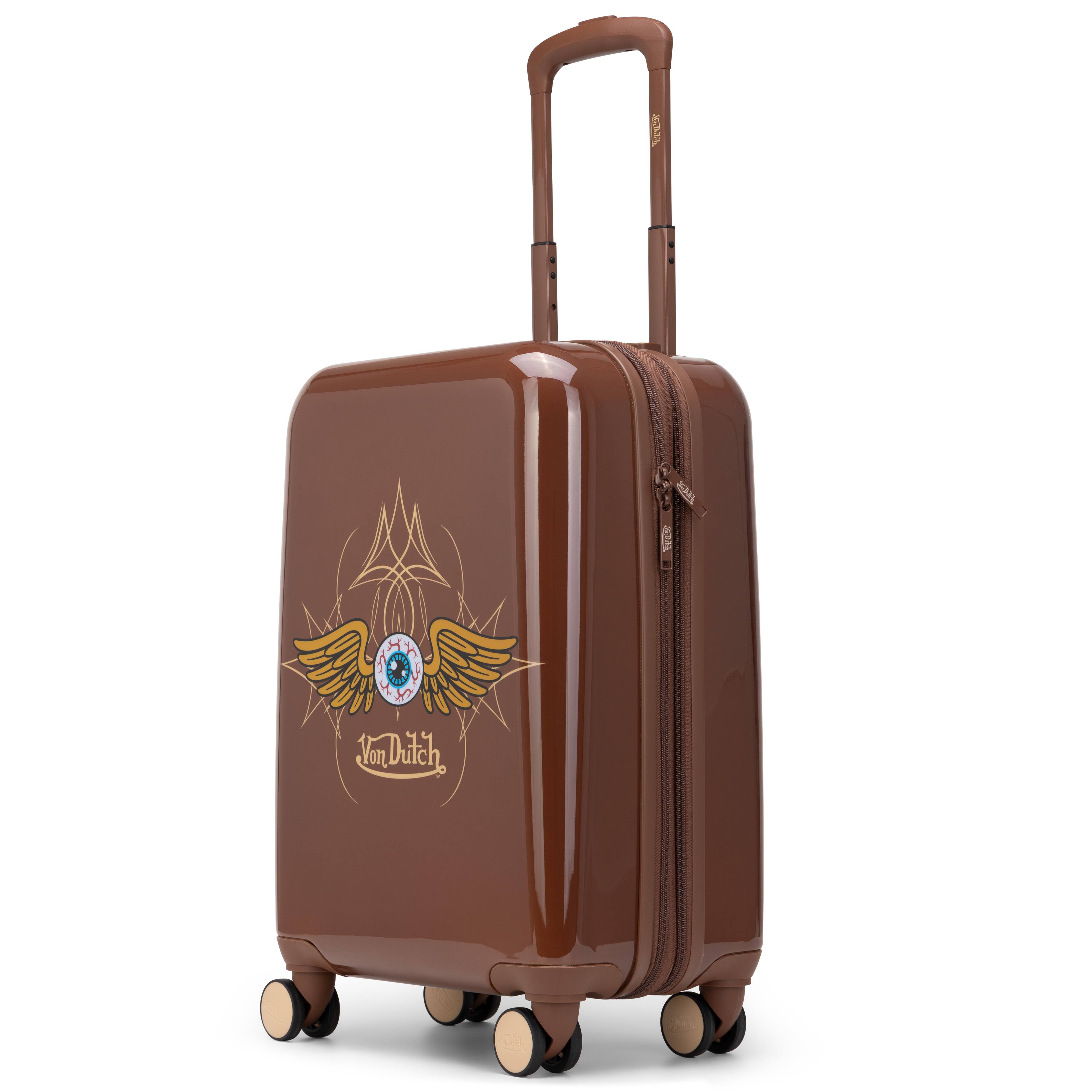 Alt View 2. Von Dutch - Von Dutch Brown Eyeflight 20" Expandable Hardside Spinner Carry-on Suitcase - Brown Eyeflight.