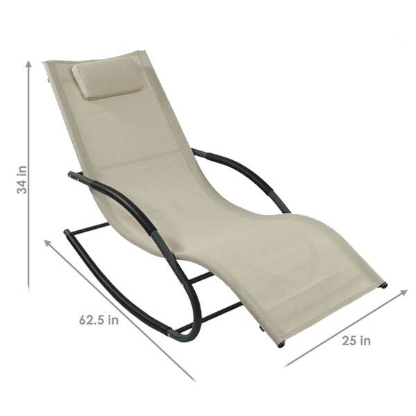 Alt View 1. Hivvago - Set of 2 Beige Rocking Chaise Lounger Patio Lounge Chair with Pillow - Beige.