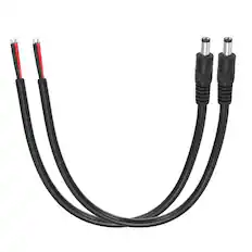 Front. Unique Bargains - 2pcs DC Power Pigtails Cable, 5.5x2.5mm Male to Bare Wire, 30cm, for CCTV Camera, DVR, LED Strip - Black.