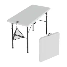 Vecelo - Portable Folding Card Table– HDPE Space Saving Folding Table for Indoor Outdoor Events - White