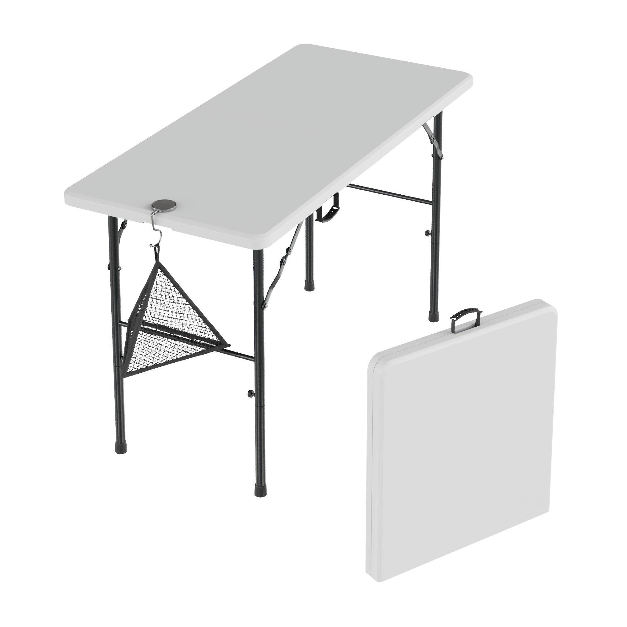 Vecelo - Portable Folding Card Table– HDPE Space Saving Folding Table for Indoor Outdoor Events - White