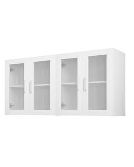 VEVOR - Laundry Room Wall Cabinet, 2-Tier Wall Mounted Cabinet with 4 Doors, Cupboard Organizer,Each 12 x 24 x 24 in (D x W x H) - White