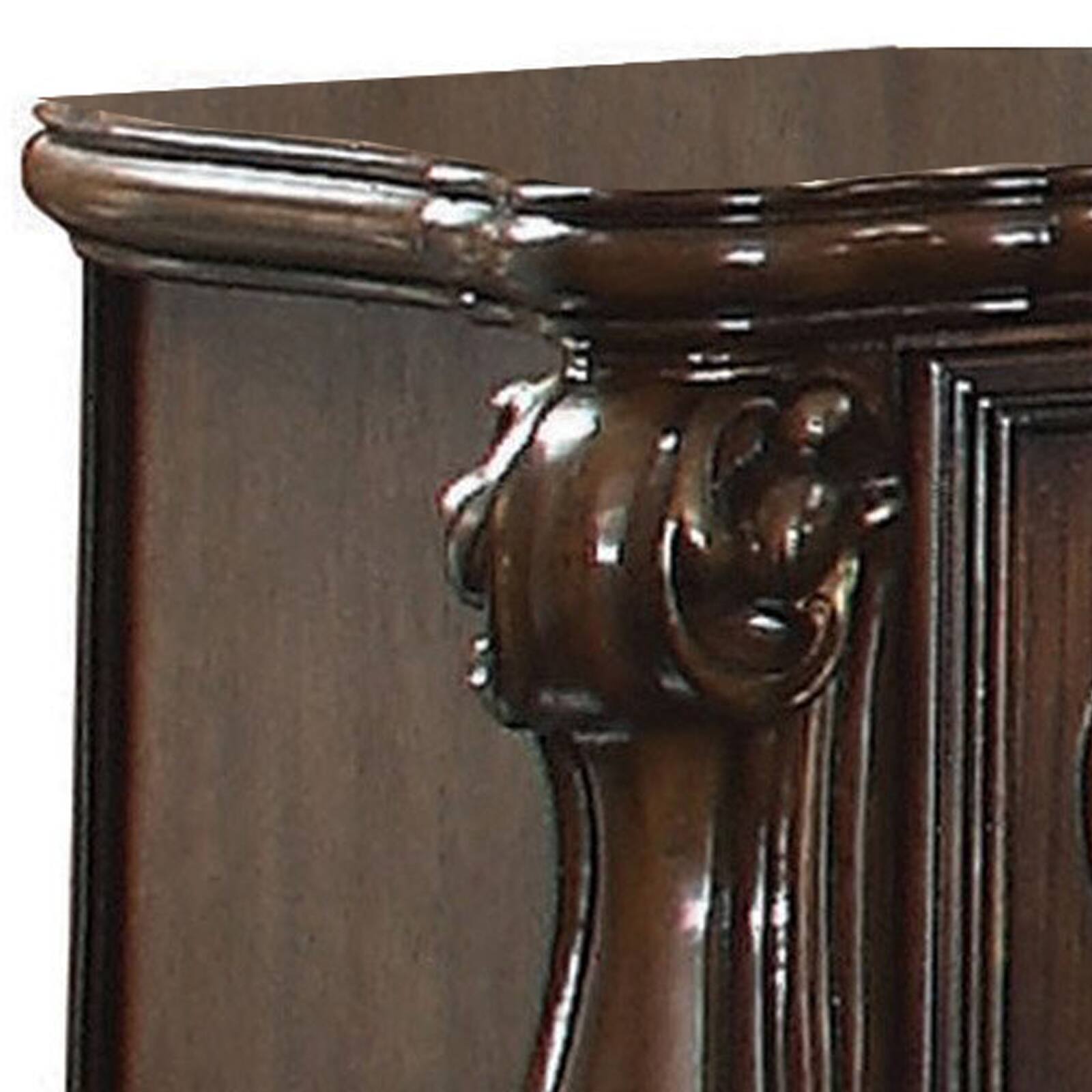 Alt View 3. Manhattan Lane - Traditional Wooden Nightstand with Antique Handles and Scrolled Legs - Brown.