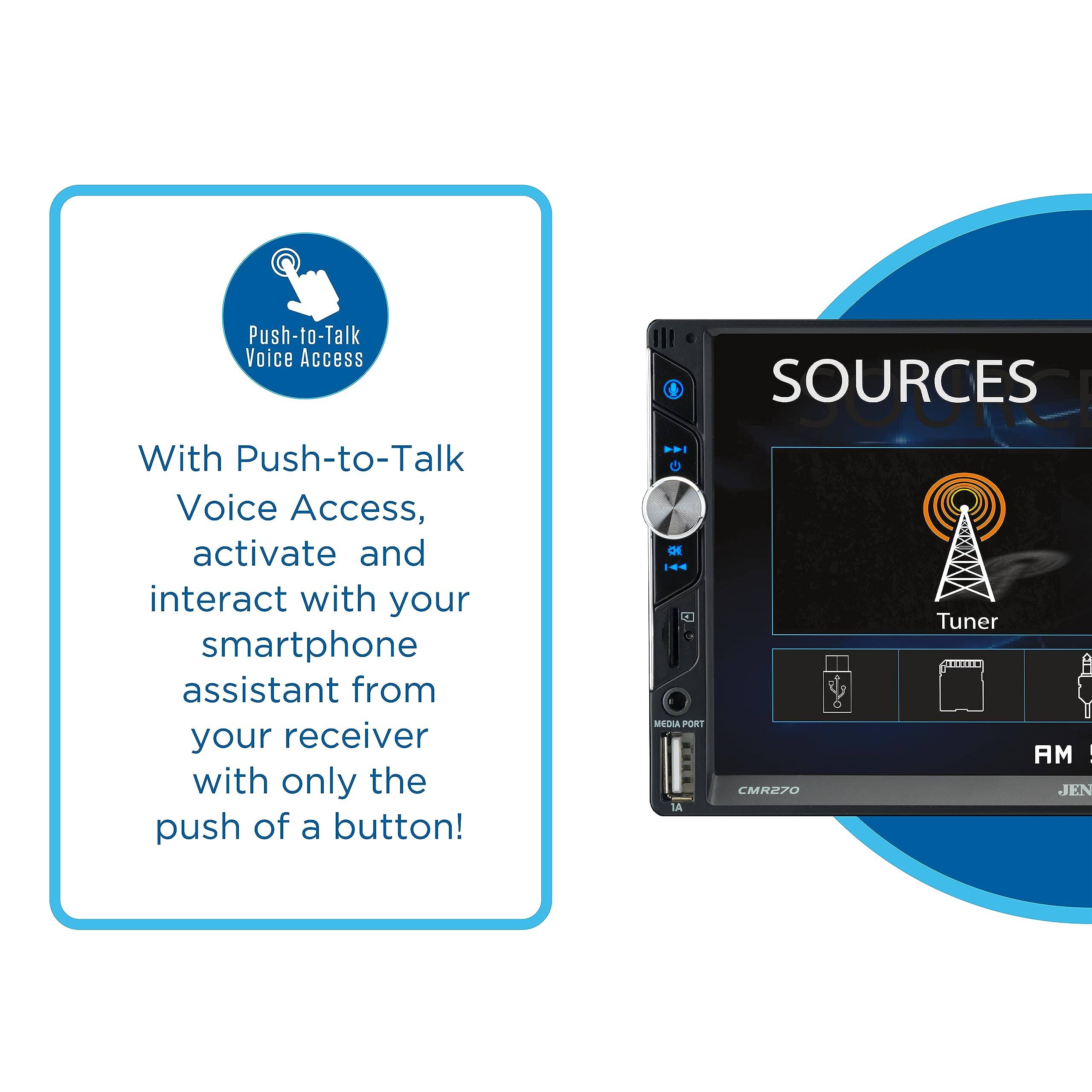 SOURCES, Push-to-Talk Voice Access, With Push-to-Talk Voice Access, activate and interact with your smartphone assistant from your receiver with only the push of a button! I H 144 MEDIA PORT A CMR27O Tuner AM | JEN