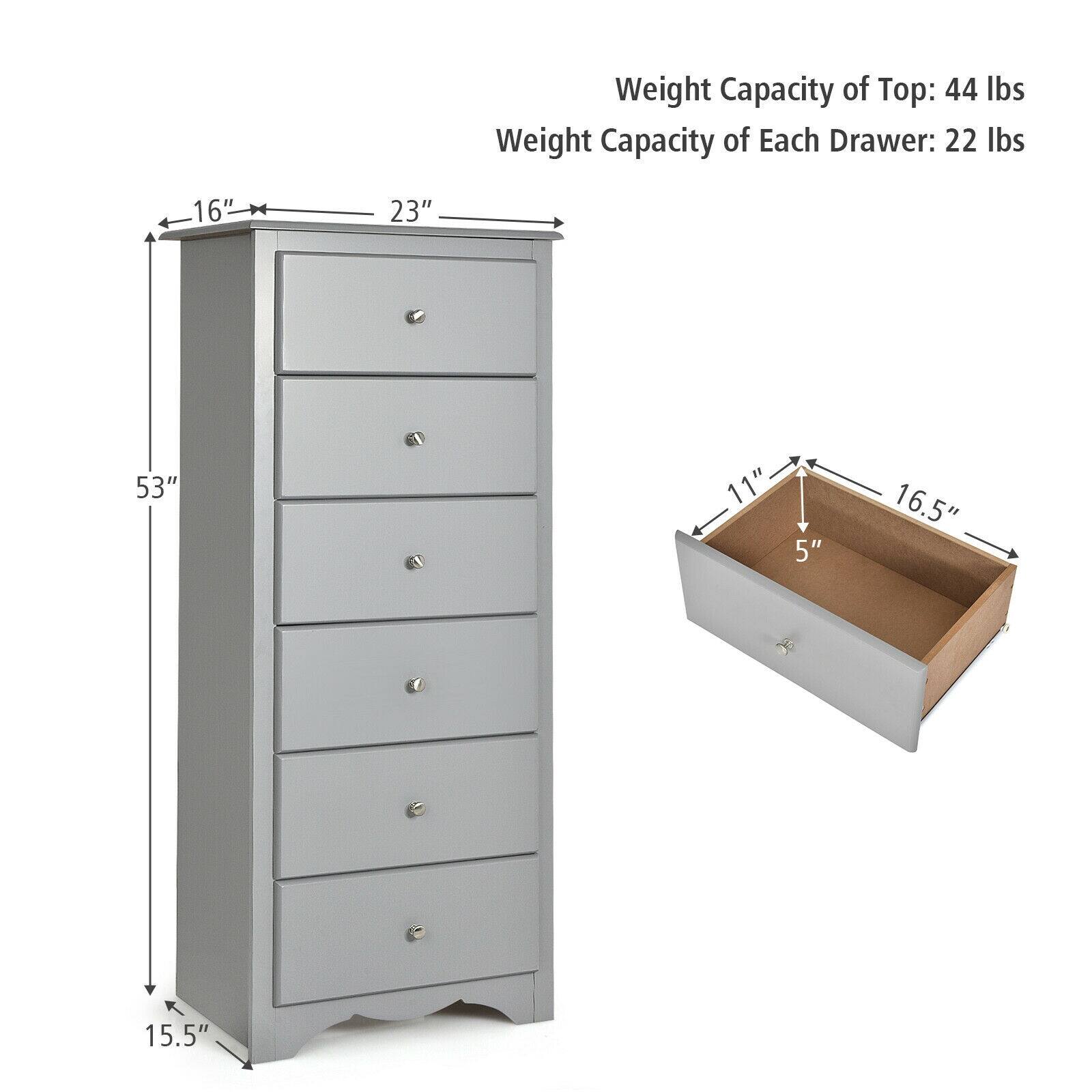 Weight Capacity of Top: 44 lbs
Weight Capacity of Each Drawer: 22 lbs
16" 23" 53" 11" 5" 16.5" 15.5"