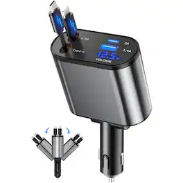 Entronix - 4-in-1 Car Charger Adapter – Dual USB-C & USB-A Multi-Port Fast Charging Hub