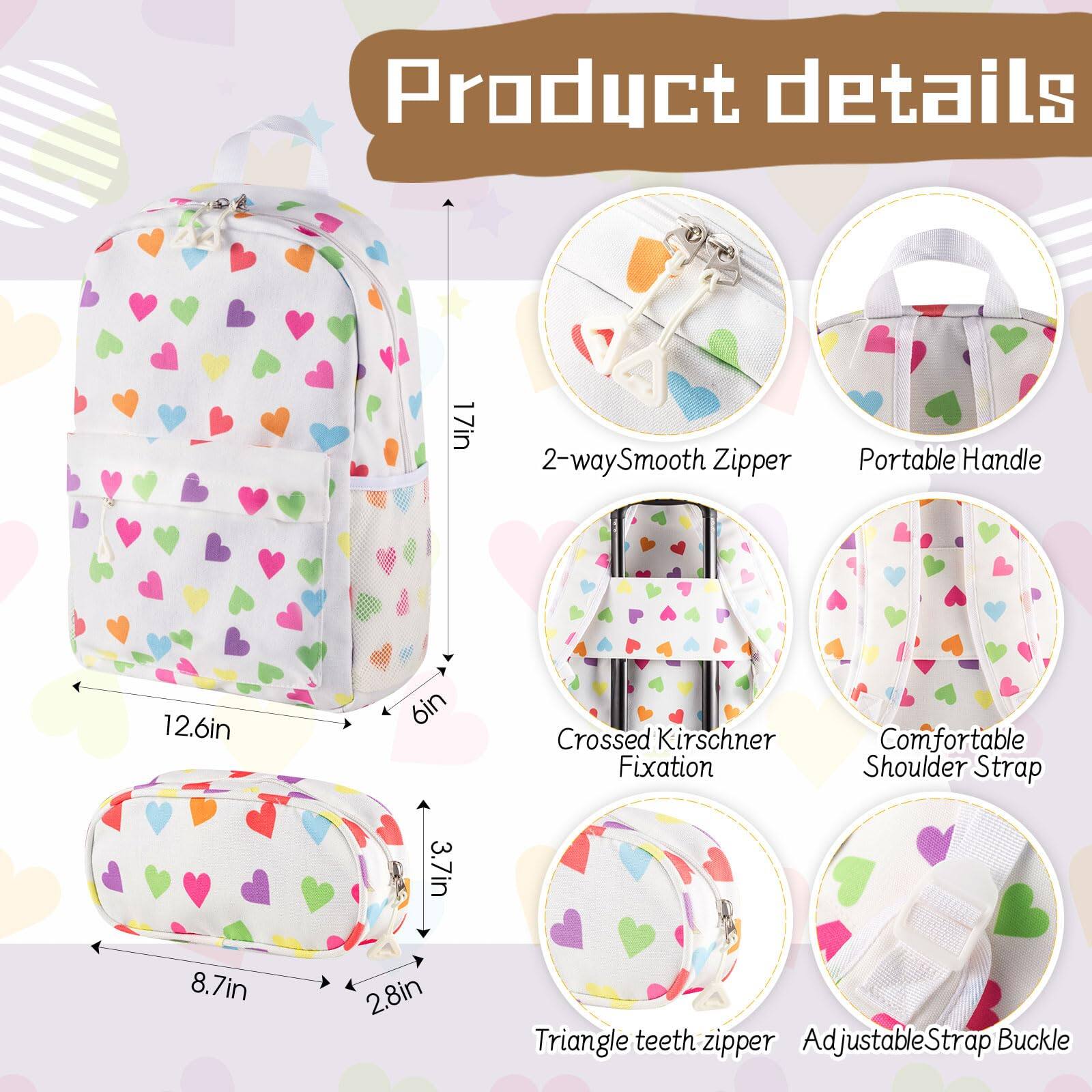 Product details

- 17in
- 2-way Smooth Zipper
- Portable Handle
- 12.6in
- 6in
- Crossed Kirschner Fixation
- Comfortable Shoulder Strap
- 3.7in
- 8.7in
- 2.8in
- Triangle teeth zipper
- Adjustable Strap Buckle