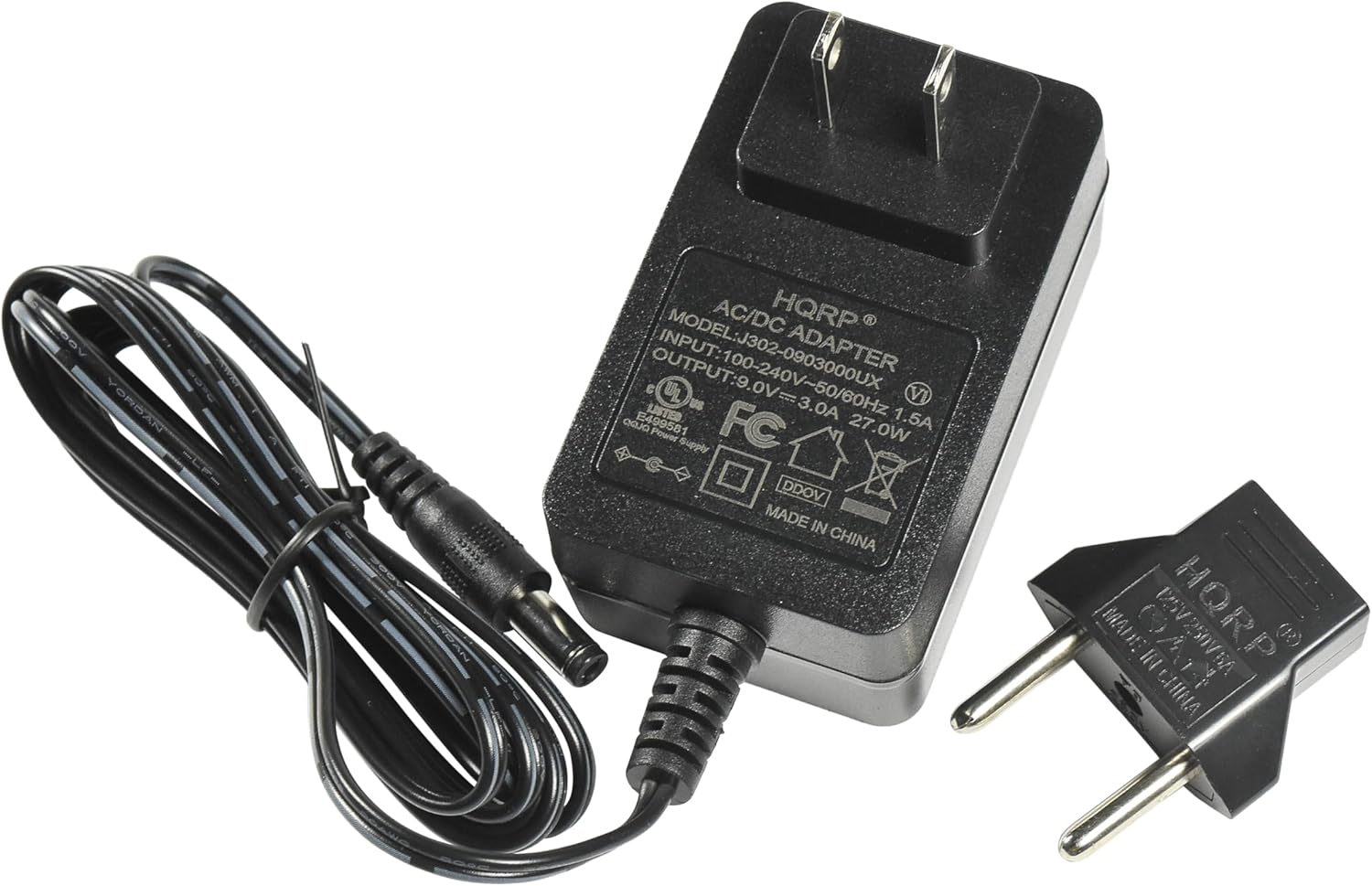 BOV YORBAR P 300 AC/DC HQRP  
INPUT: MODEL: J302-0903000UX  
ADAPTER C  
OUTPUT: 9.0V  
UL I VI LISTED  
us 3.0 OaJO E49958 1 FC  
27.0W 1.5A  
Power Supply  
DDOV  
MADE IN CHINA  
MADE IN HQRP (R) CHINA