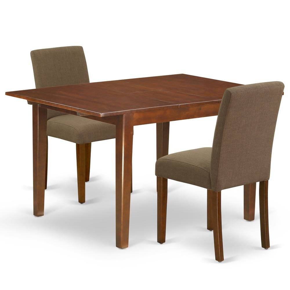 Alt View 1. FurniFact - Solid Wood Drop Leaf Dining Table and Chairs for Small Spaces - Brown.