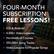 FOUR-MONTH SUBSCRIPTION FREE LESSONS!
- iOS & Android
- 4,000+ Video Lessons
- Hundreds of Courses
- 250,000+ Song Tracks
- Video Lessons for Popular Songs