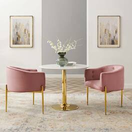 Savour Tufted Performance Velvet Accent Chairs Set of 2 by Modway - Dusty Rose