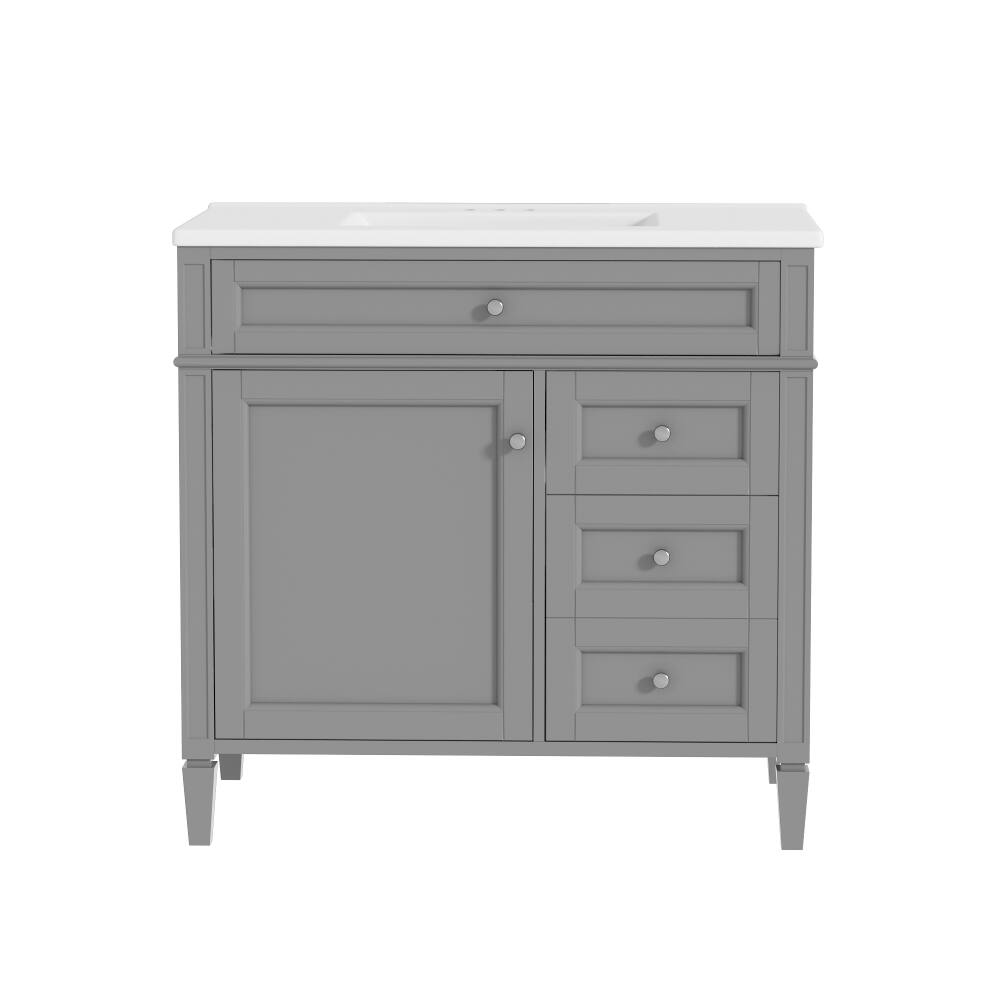 Alt View 7. Loheer - Loheer 36 Inch Bathroom Vanity with Sink Grey Single Sink Bathroom Vanity Modern Solid Wood Cabinet - Grey.