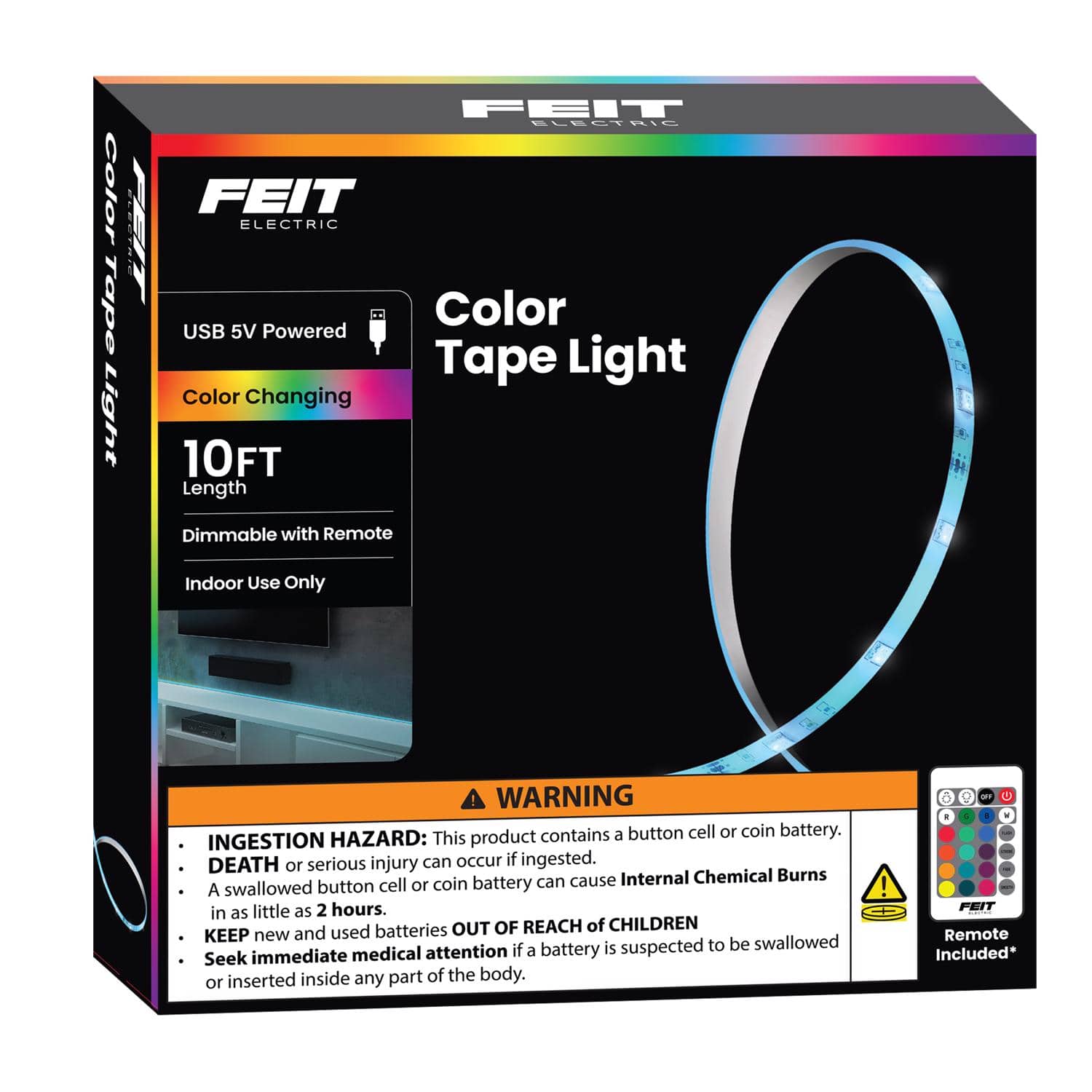 FEIT ELECTRIC - Feit 10 ft. L Multicolored Plug-In LED Tape Light 1 pk