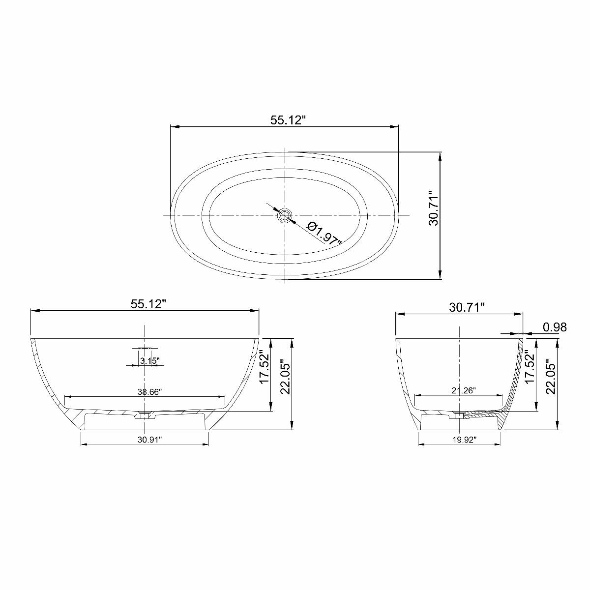 55.12"  
01.97"  
30.71"  
55.12" 3.15" 38.66" 30.91"  
17.52"  
22.05"  
30.71" 21.26" 19.92"  
17.52"  
0.98 22.05"