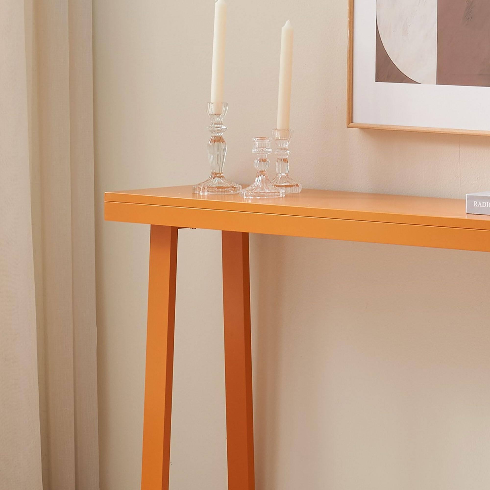 Left. Kings Brand Furniture - Kings Brand Furniture Claude Narrow Console Table - Bright Orange.