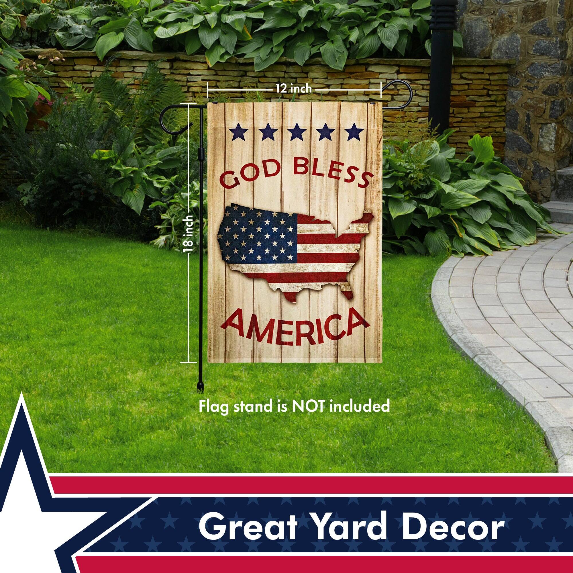 12 inch GOD BLESS AMERICA Flag stand is NOT included Great Yard Decor