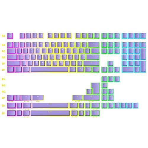 Front. Stamp n Camp - Pudding V2 Pbt Keycaps | 145 Double Shot Translucent Ansi & Iso Layout Oem Profile For Full Size Tkl 75% 65% And 60% - Lavender-145 Touches.