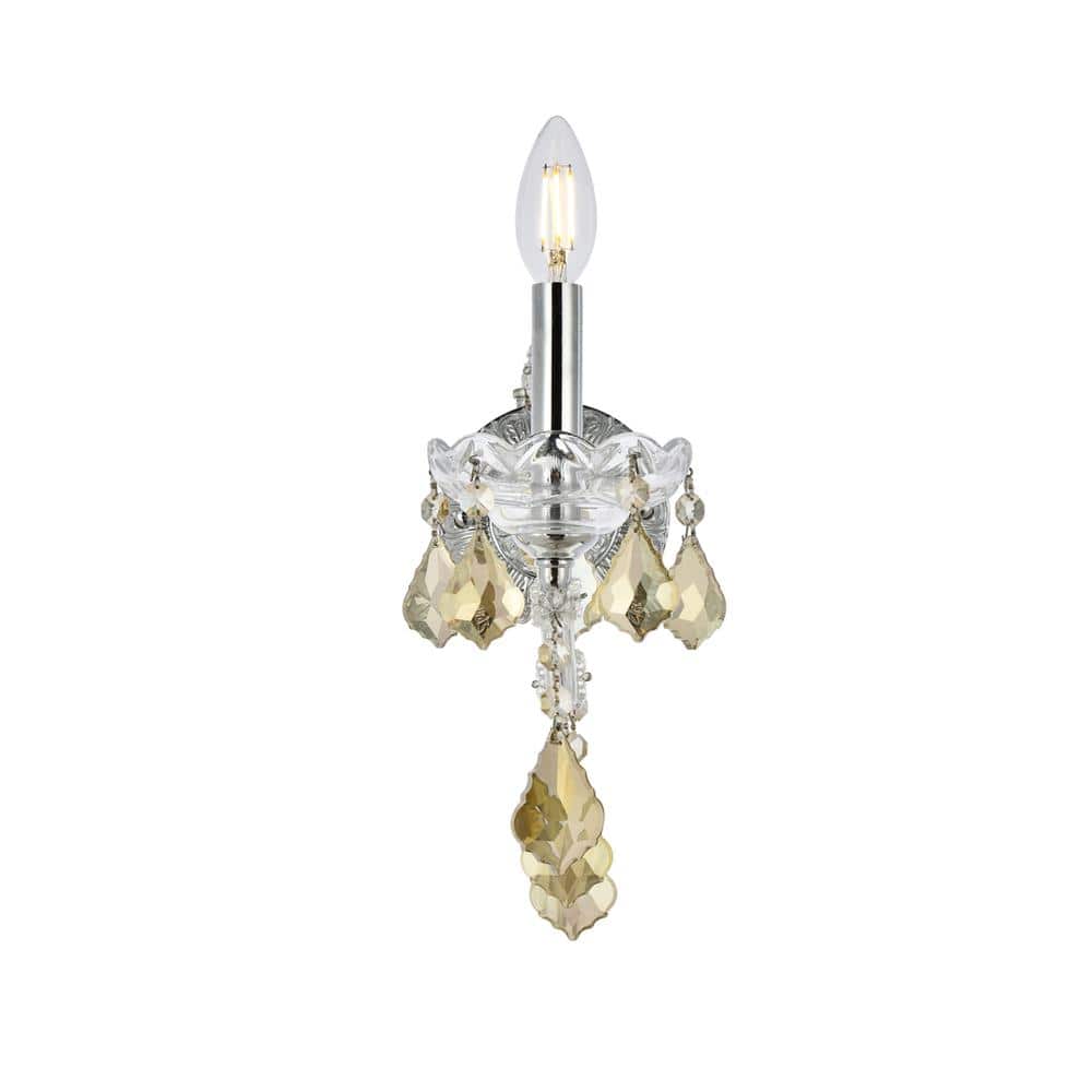 Elegant Lighting - Maria Theresa 1 light Wall Sconce Golden Teak (Smoky) Royal Cut Crystal - Chrome price history on PriceWatchPro