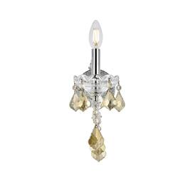 Elegant Lighting - Maria Theresa 1 light Wall Sconce Golden Teak (Smoky) Royal Cut Crystal - Chrome