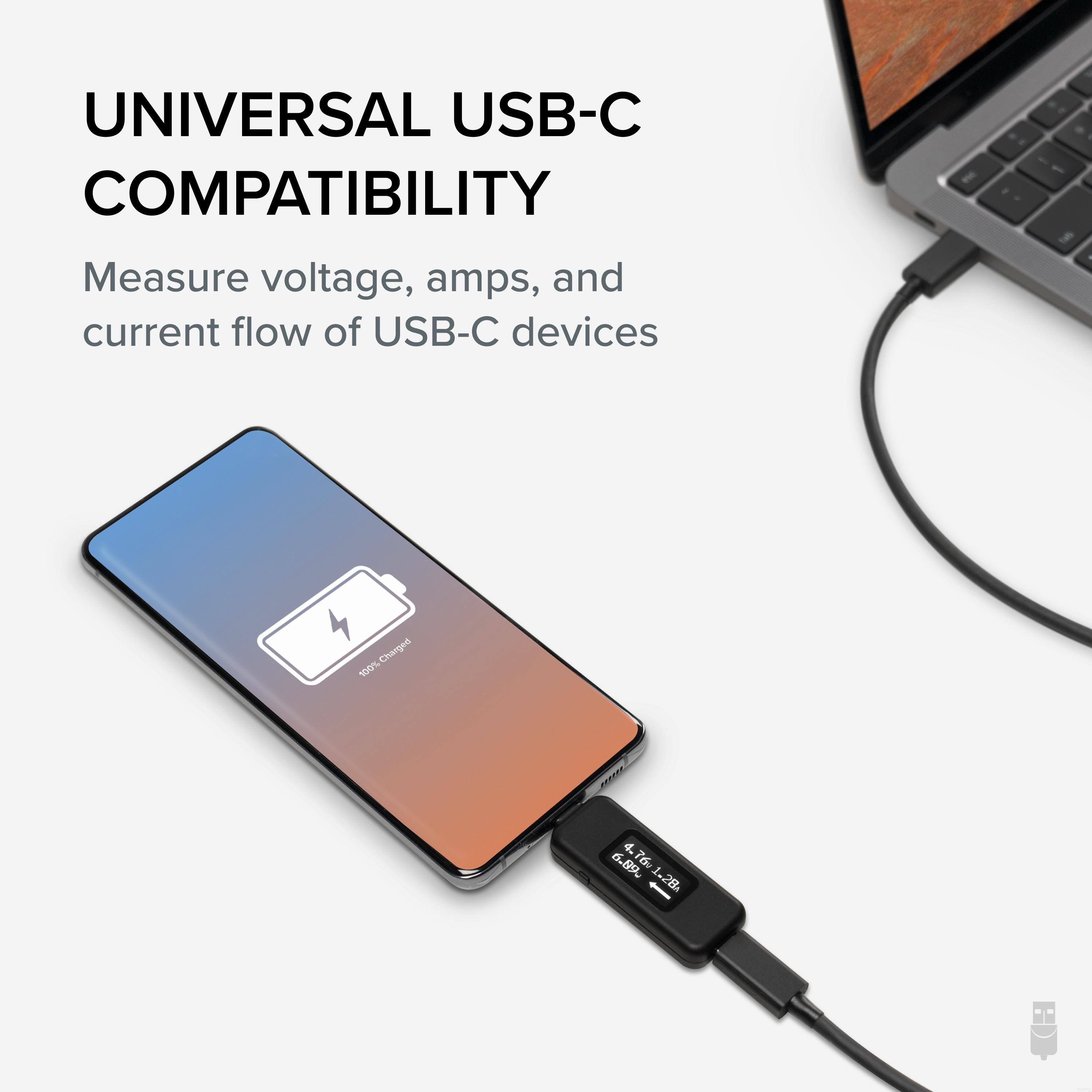 UNIVERSAL USB-C COMPATIBILITY

Measure voltage, amps, and current flow of USB-C devices