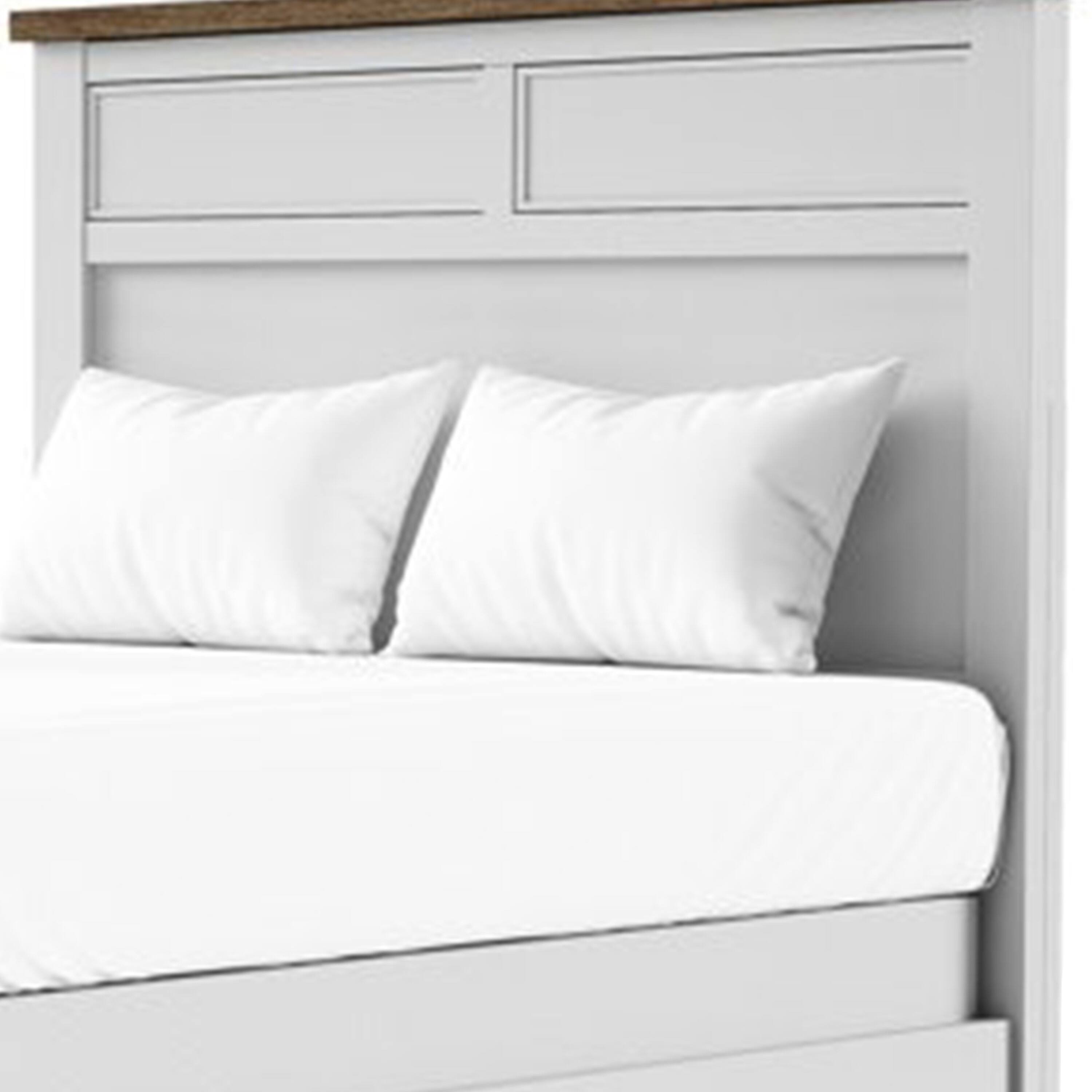 Angle. Manhattan Lane - Tela Full Size Bed w Recessed Panel Headboard, Dark Brown Trim - White, Dark Brown.