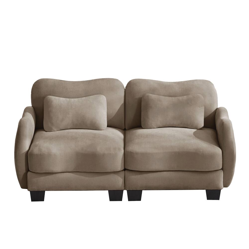 Alt View 3. Loheer - Loheer Chenille Loveseat Sofa Coffee Ergonomic Couch with Waist Pillow Modern Cloud Sofa for Living Room - Coffee.