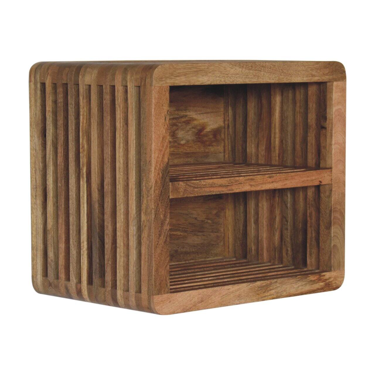 Back. Artisan Furniture - Artisan Furniture Solid Wood Soba Wall Mounted Bedside, 2 Shelves, Oak-ish, Light Brown - Oak.