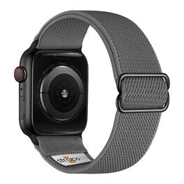StrapsCo - Nylon Stretch Watch Band Strap For Apple Watch - 44mm/45mm/46mm/49mm - Grey (Silver Hardware)