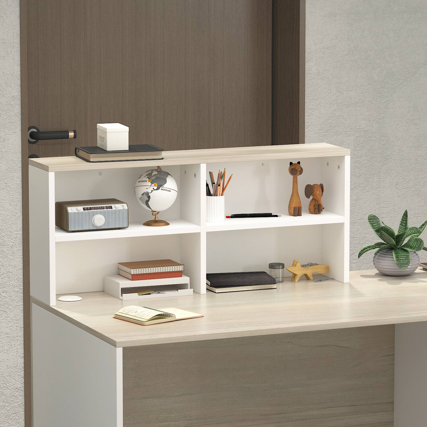 Alt View 1. Famapy - Famapy Reception Desk: Classified Storage, Eco - Friendly & Secure Lock Design - White & Wooden.