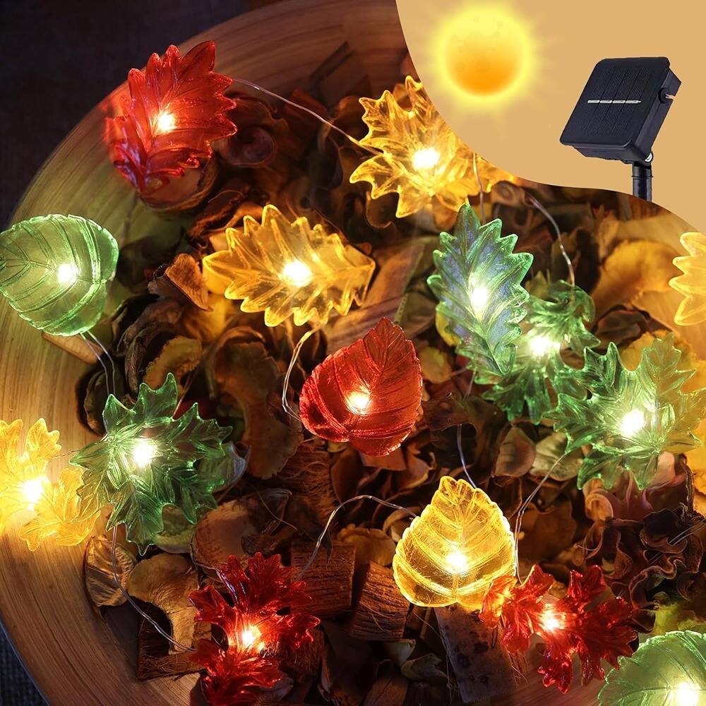 Schertz - Christmas Fairy Lights, Fall Leaf String Lights, 14-foot, 40-LED - Solar Powered