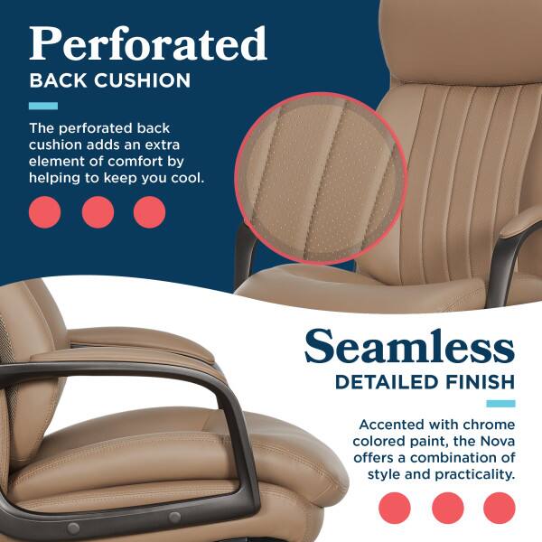 Perforated BACK CUSHION  
The perforated back cushion adds an extra element of comfort by helping to keep you cool.

Seamless DETAILED FINISH  
Accented with chrome colored paint, the Nova offers a combination of style and practicality.