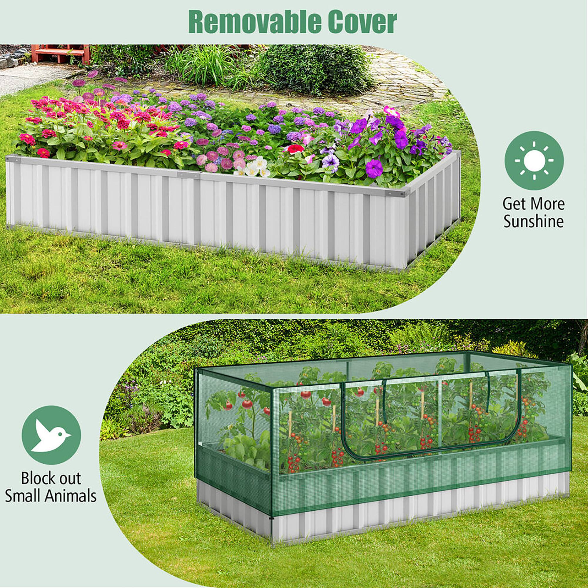 Removable Cover

- Get More Sunshine
- Block out Small Animals
