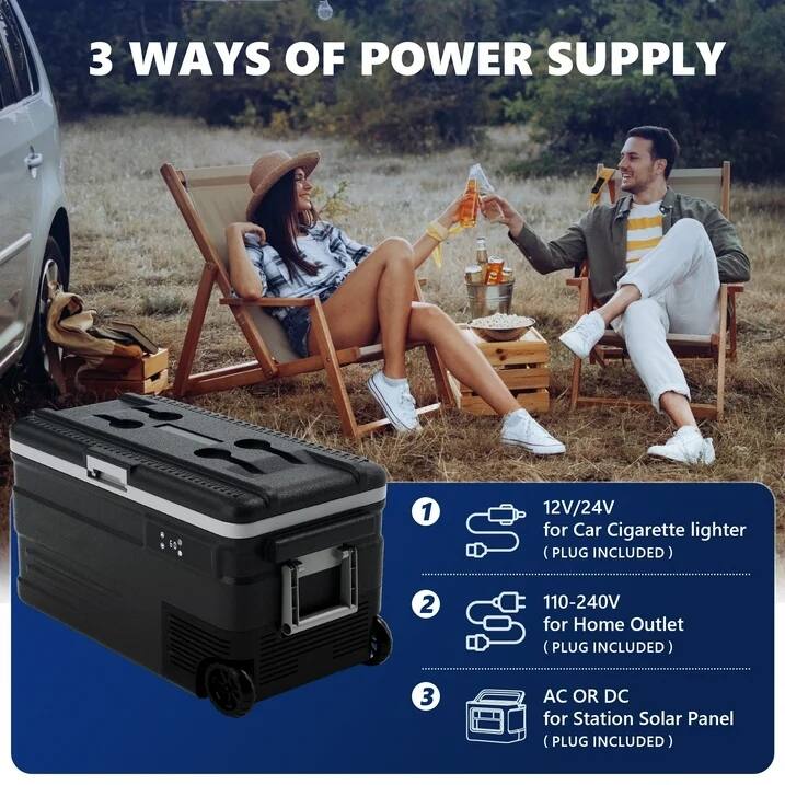 3 WAYS OF POWER SUPPLY

1. 12V/24V for Car Cigarette lighter (PLUG INCLUDED)
2. 110-240V for Home Outlet (PLUG INCLUDED)
3. AC OR DC for Station Solar Panel (PLUG INCLUDED)