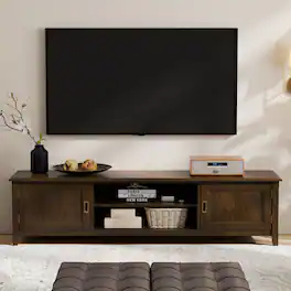 Simpli Home - Burlington SOLID WOOD 72 inch Wide Transitional TV Media Stand - Mahogany Brown
