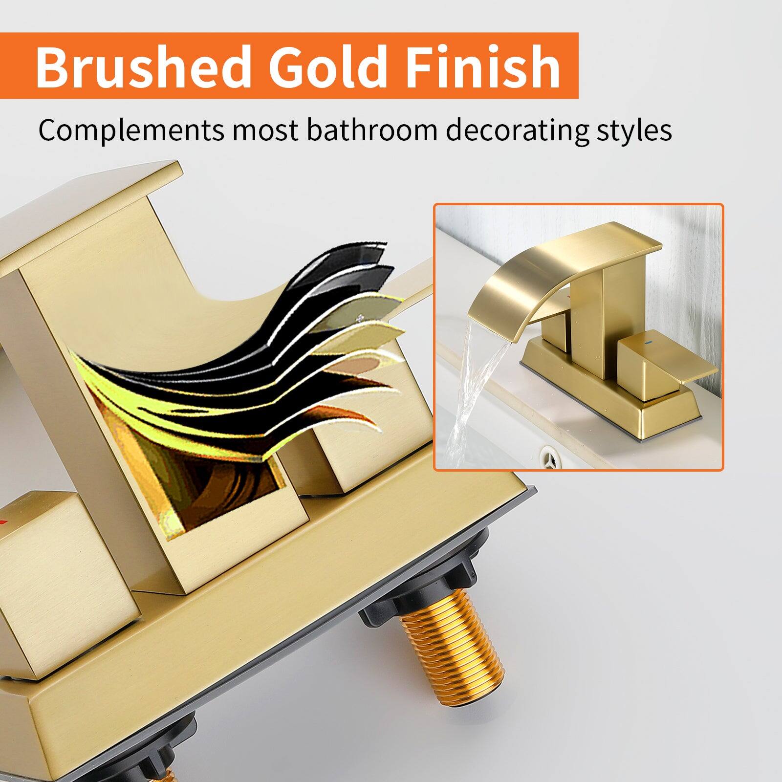 Brushed Gold Finish  
Complements most bathroom decorating styles