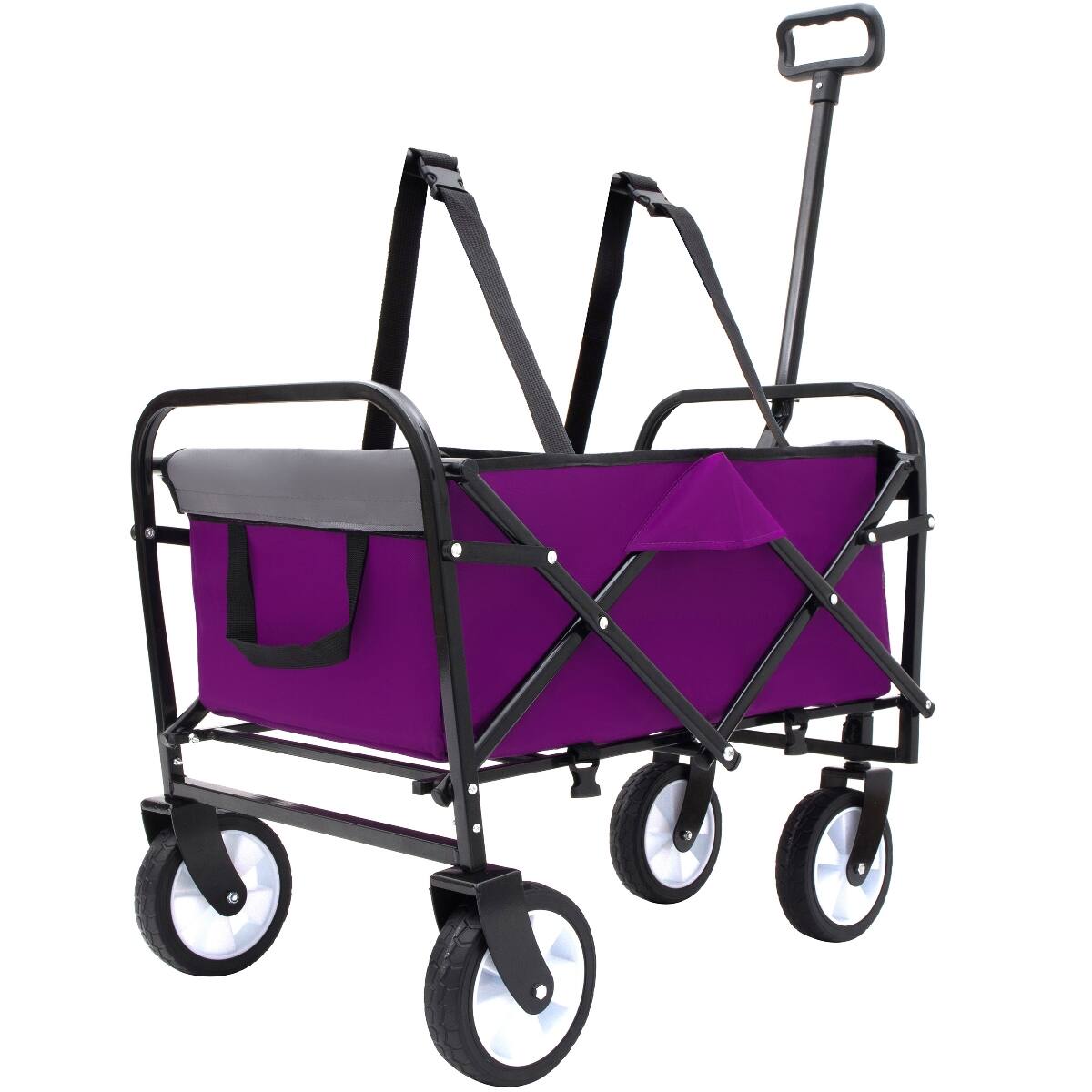Alt View 6. Loheer - Loheer Collapsible Wagon with Strapping System, 225 lb Capacity Utility Cart, Purple.