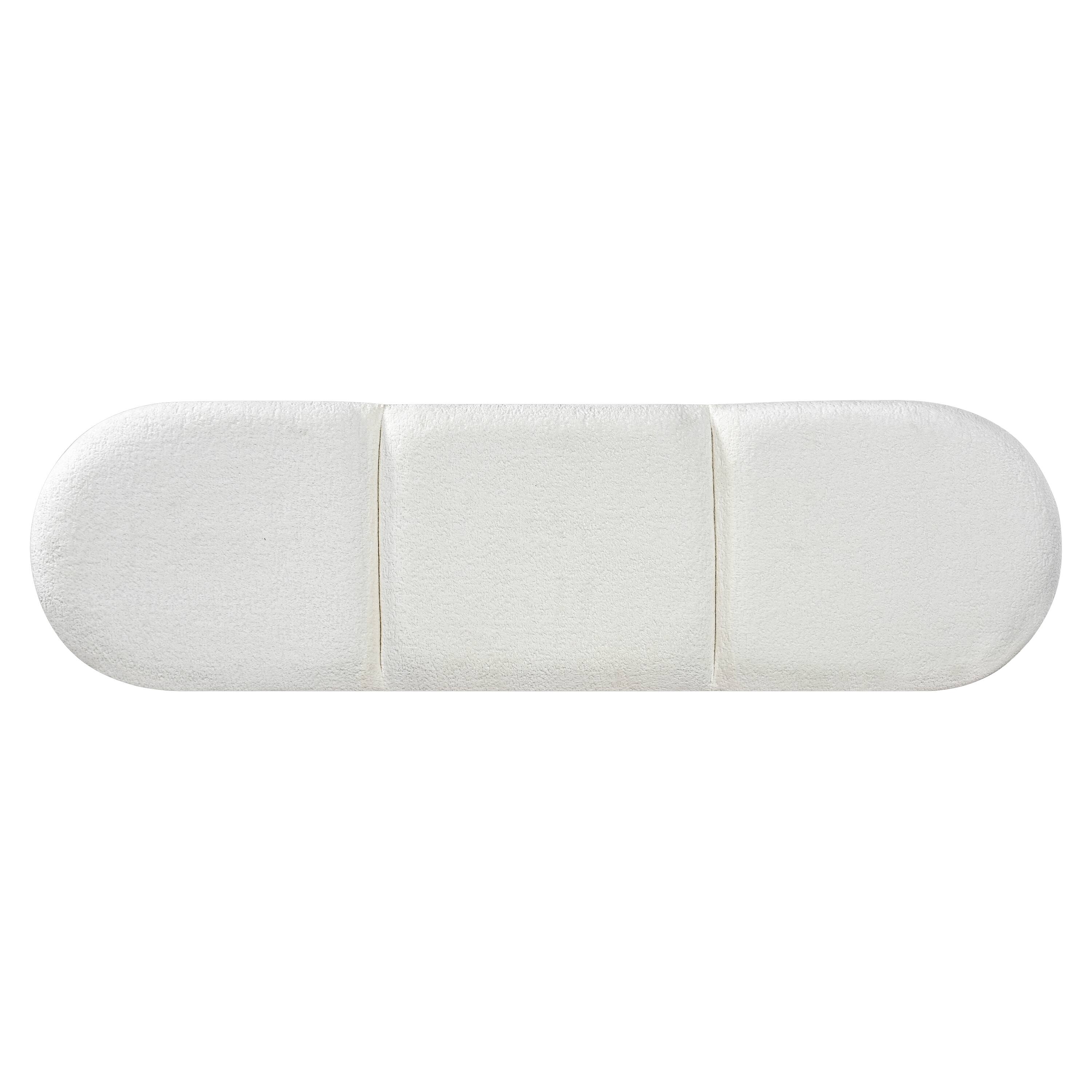 Alt View 6. Ropilly - Ropilly 53 Inch Upholstered Entryway Bench White Fabric Bedroom Bench with Black Wood Legs - White.