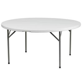 Alamont Home - Elon 5-Foot Round Plastic Folding Table - Banquet / Event Folding Table - Granite White