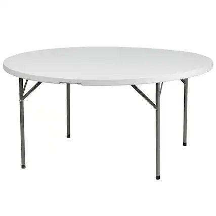 Front. Alamont Home - Elon 5-Foot Round Granite White Plastic Folding Table - Banquet / Event Folding Table - Granite White.