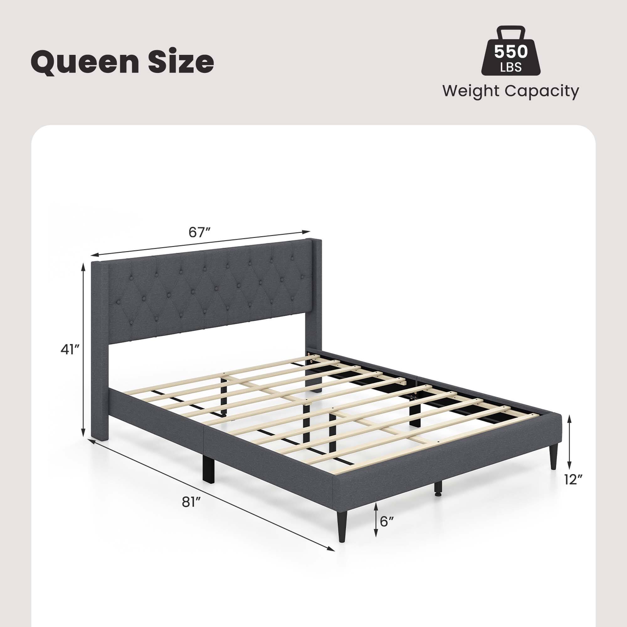 Queen Size  
Weight Capacity: 550 LBS  
Dimensions: 81" x 67" x 41" x 12" x 6"