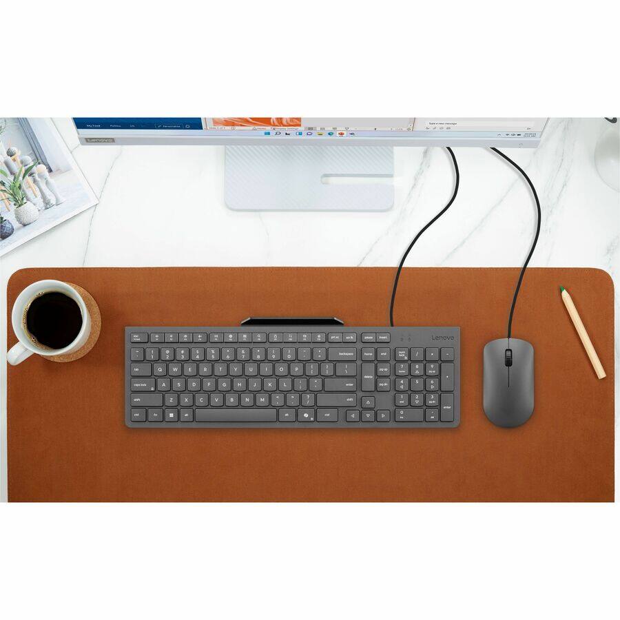 Alt View 8. Lenovo - Lenovo 310 USB-A Wired Combo US English - USB Type A Cable Keyboard - English (US) - Luna Gray - USB Type A Cable Mouse - Unknown.