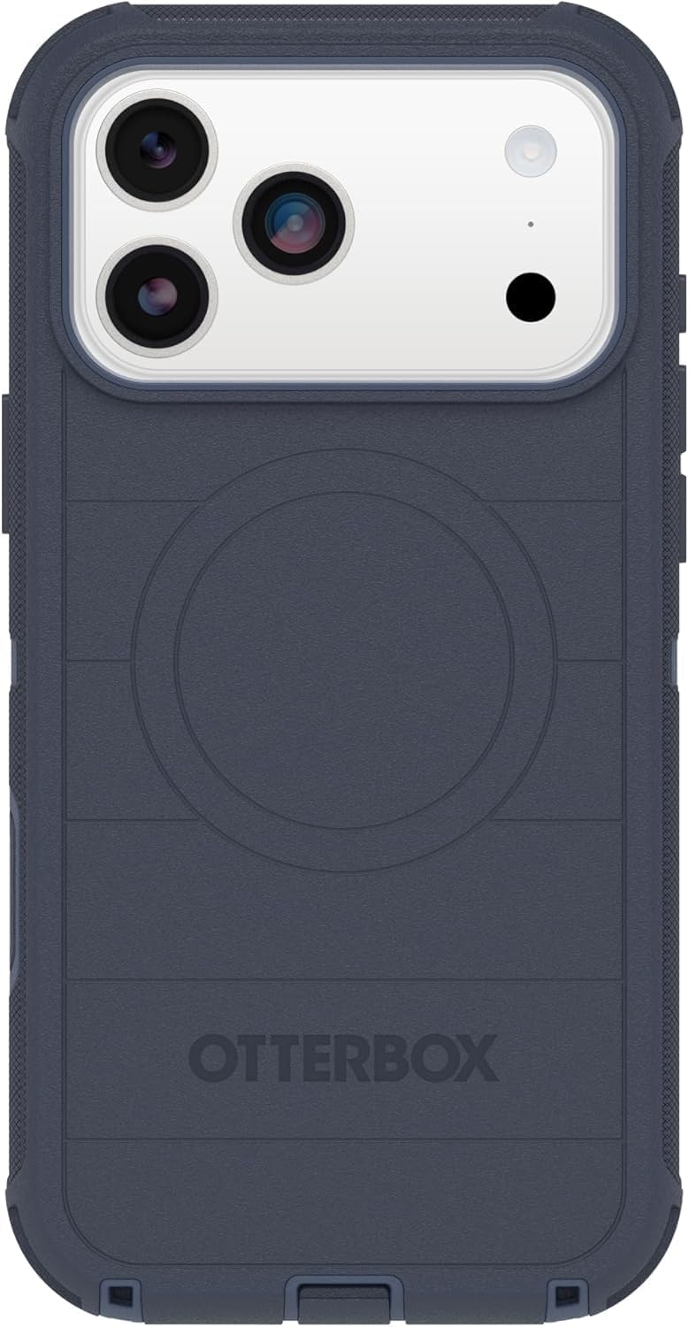 Back. OtterBox - OtterBox iPhone 17 Pro (Only) Defender Series Case - Holster Clip Included - Snaps on MagSafe - Tough - Rugged & Durable - Blue Sentiment.