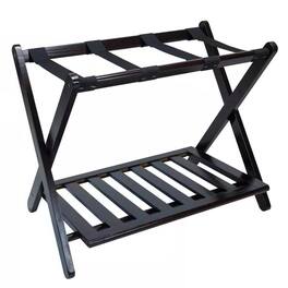 Hivvago - Heavy Duty Solid Wood Luggage Rack with Bottom Storage Shelf in Dark Brown - Dark Brown