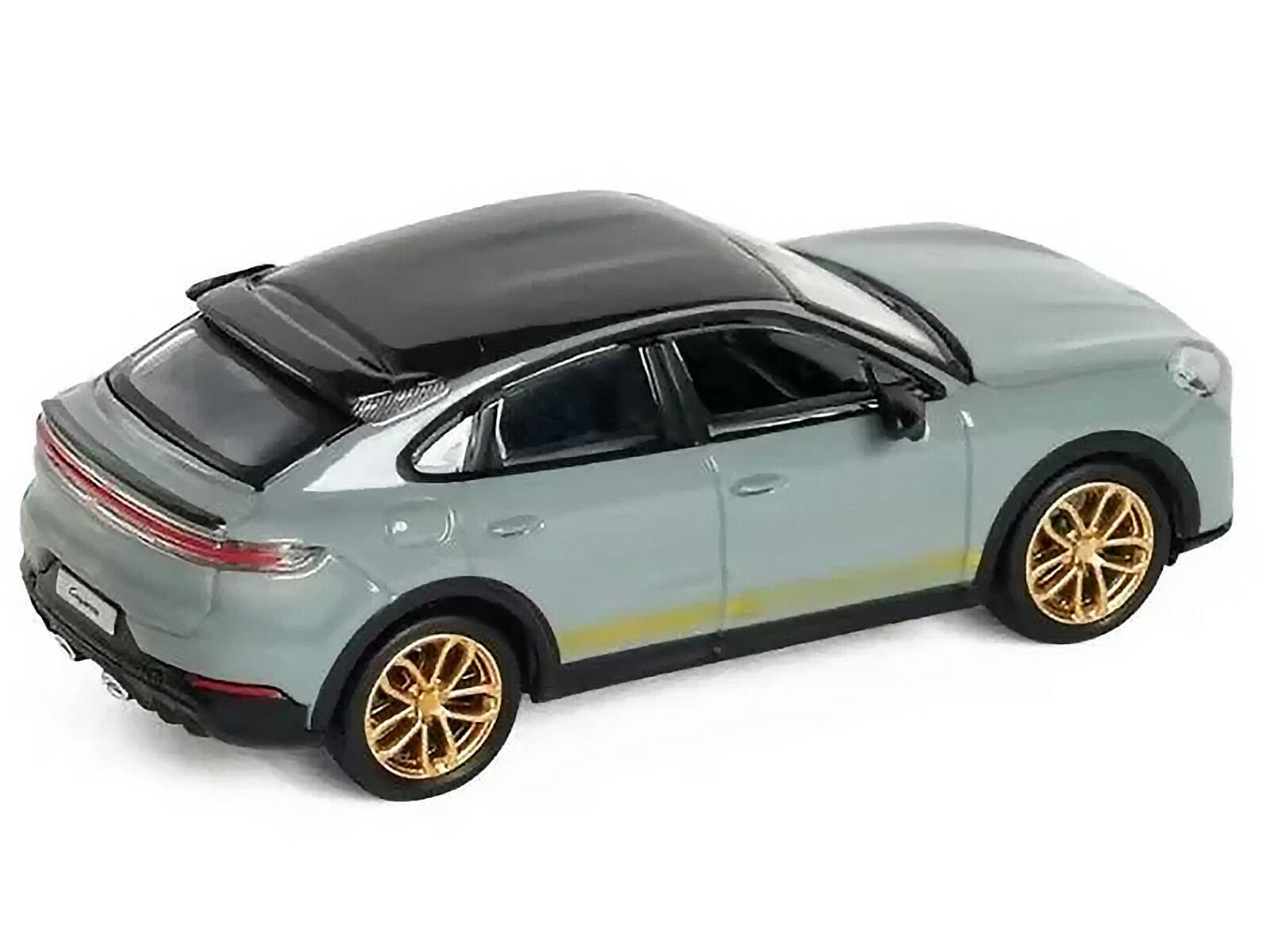 Alt View 3. Trends Hobby - Porsche Cayenne Turbo GT Gray with Black Top and Gold Stripes 1/64 Diecast Model Car by Trends Hobby.